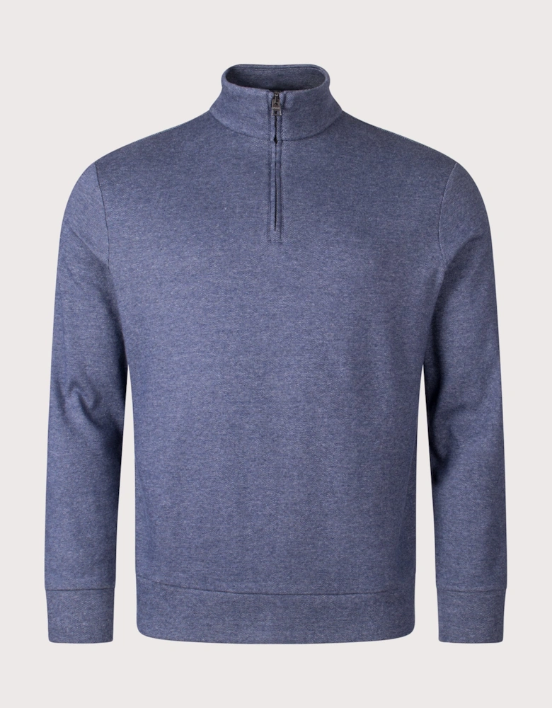 Textured Double-Knit Quarter Zip Sweatshirt