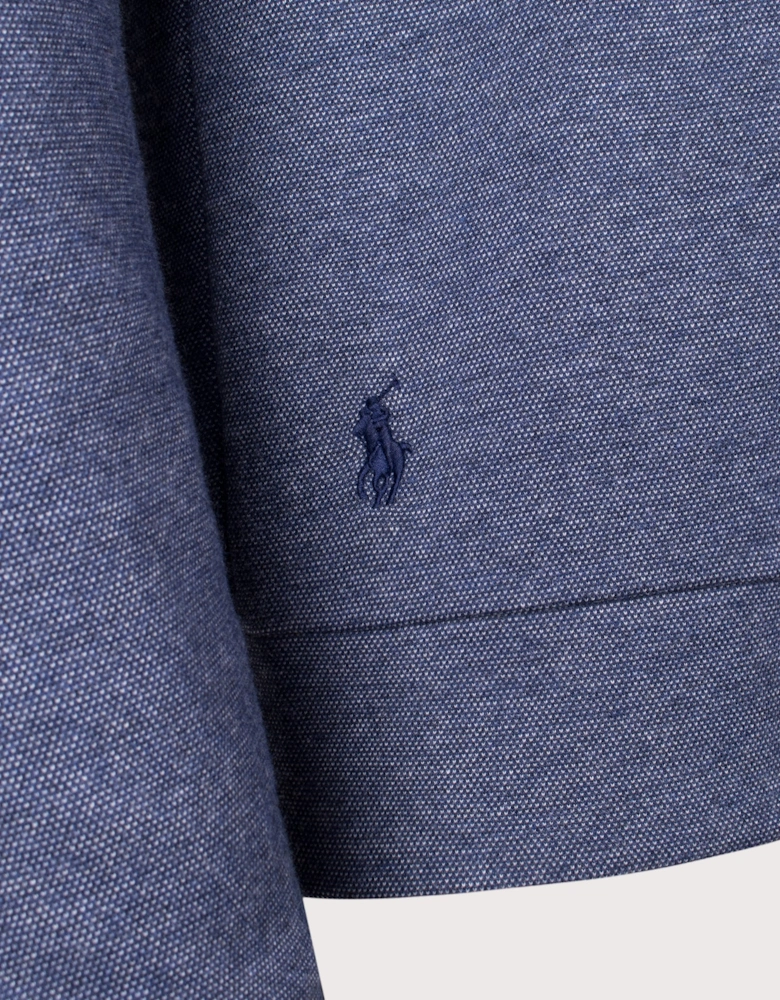 Textured Double-Knit Quarter Zip Sweatshirt
