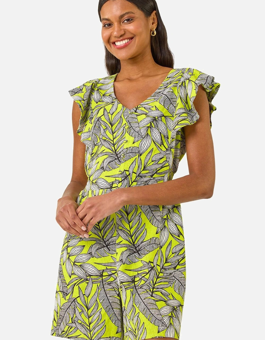 Tropical Linen Mix Playsuit, 2 of 1