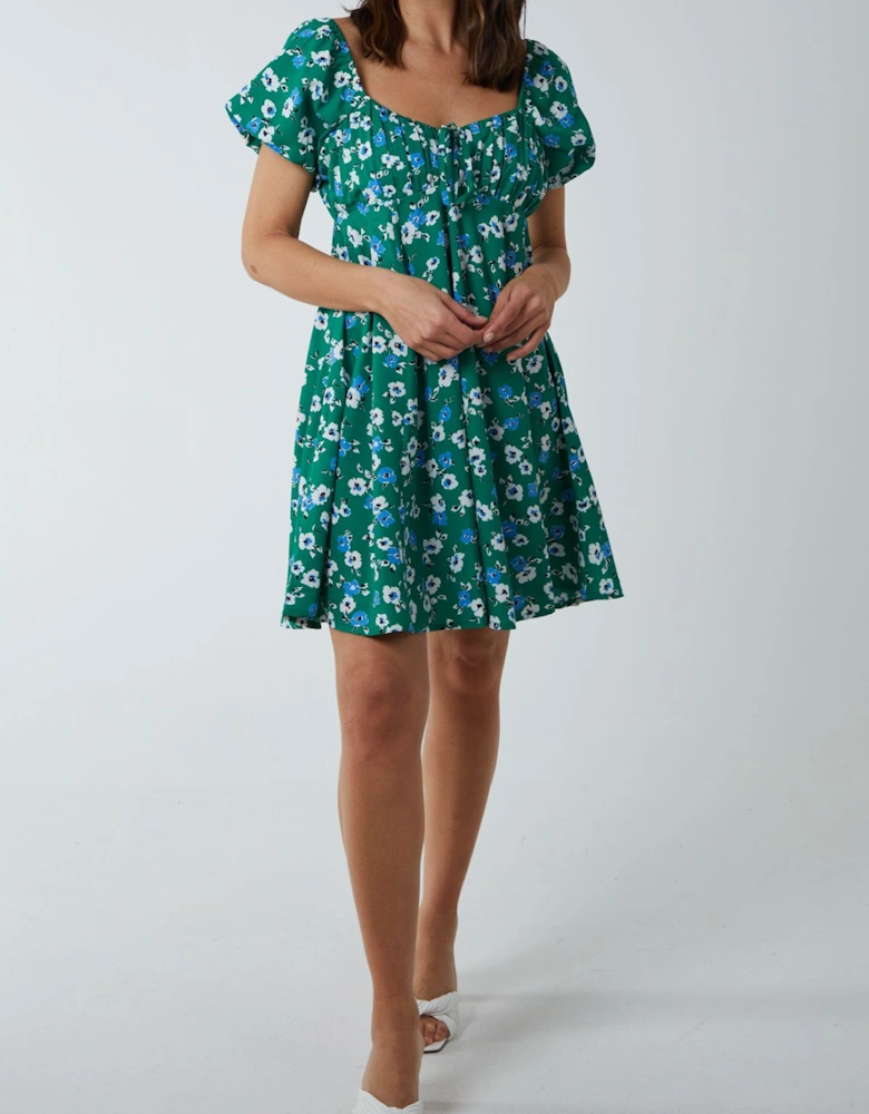 Milkmaid Ruched Bust Short Sleeve Mini Dress