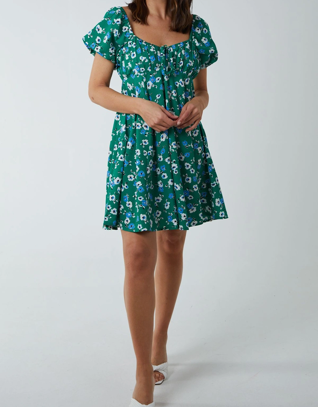 Milkmaid Ruched Bust Short Sleeve Mini Dress, 2 of 1