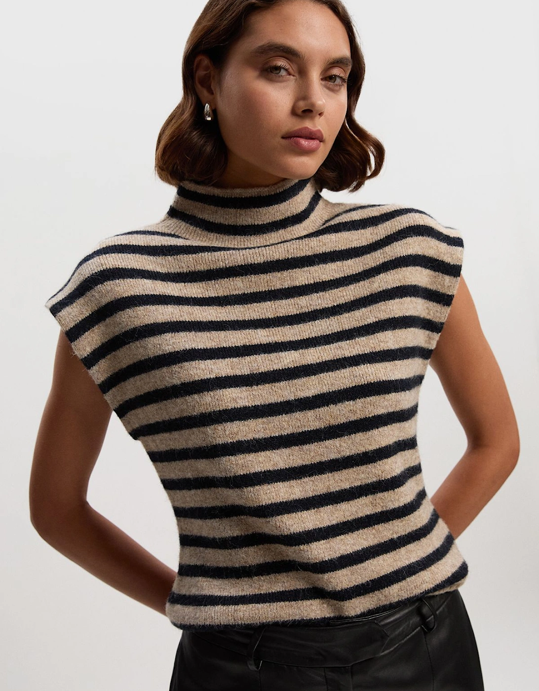 Wool Blend Stripe Cosy Knit Sleeveless Tank Top, 2 of 1