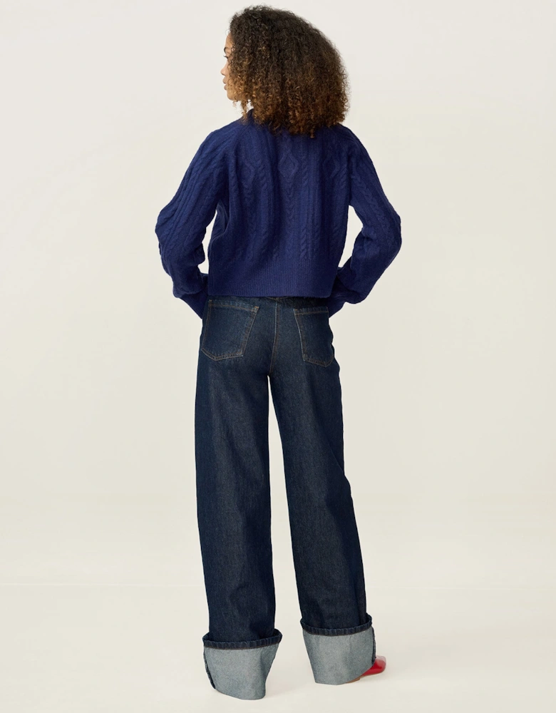 August Cable Cardigan in Navy