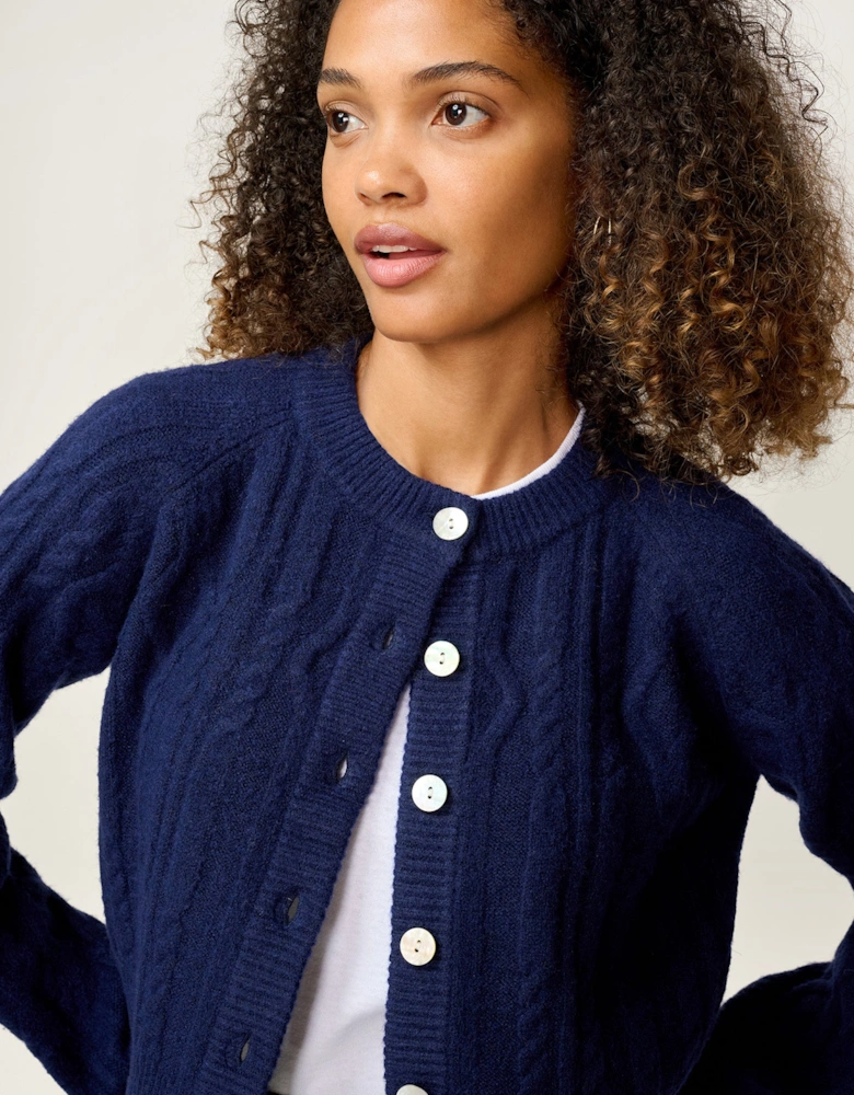August Cable Cardigan in Navy