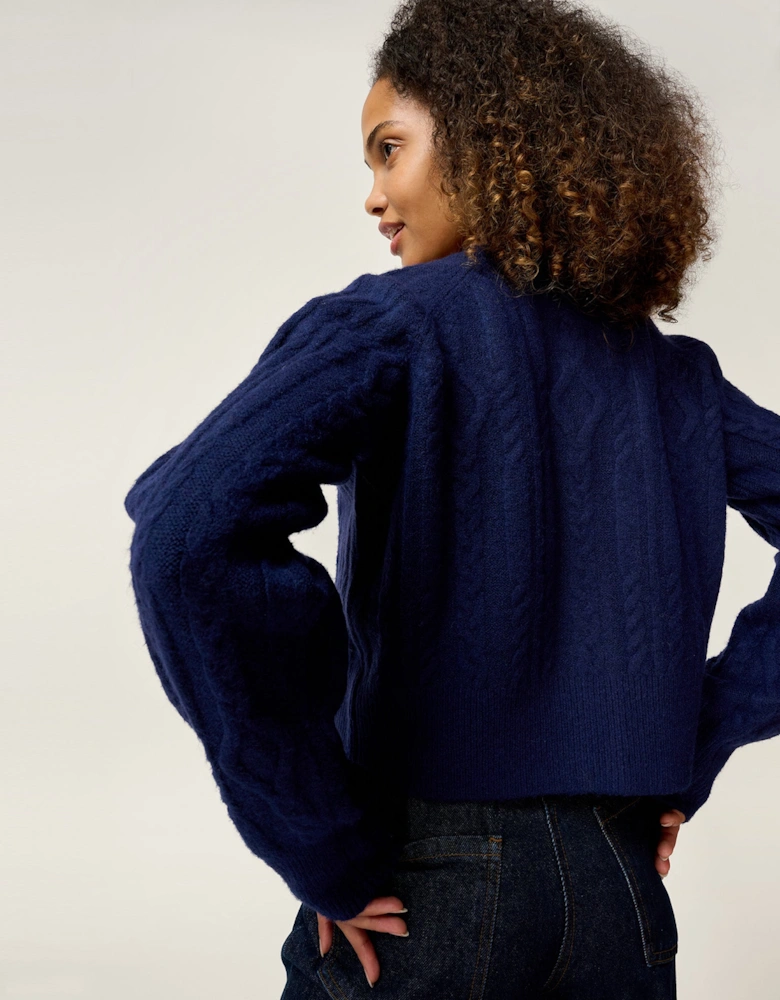 August Cable Cardigan in Navy