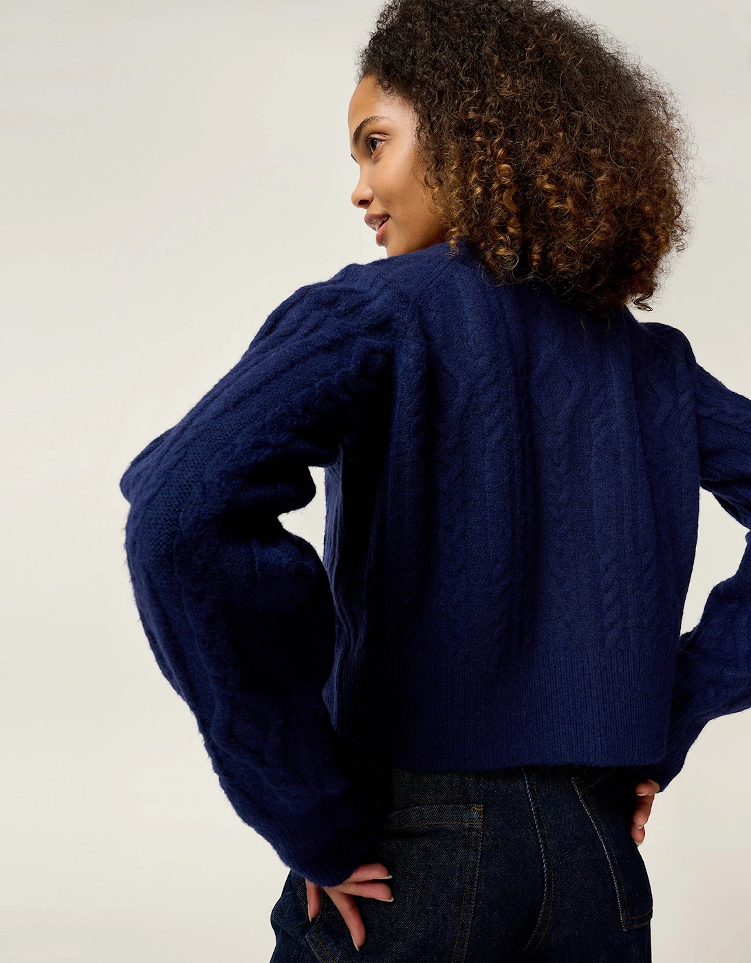 August Cable Cardigan in Navy