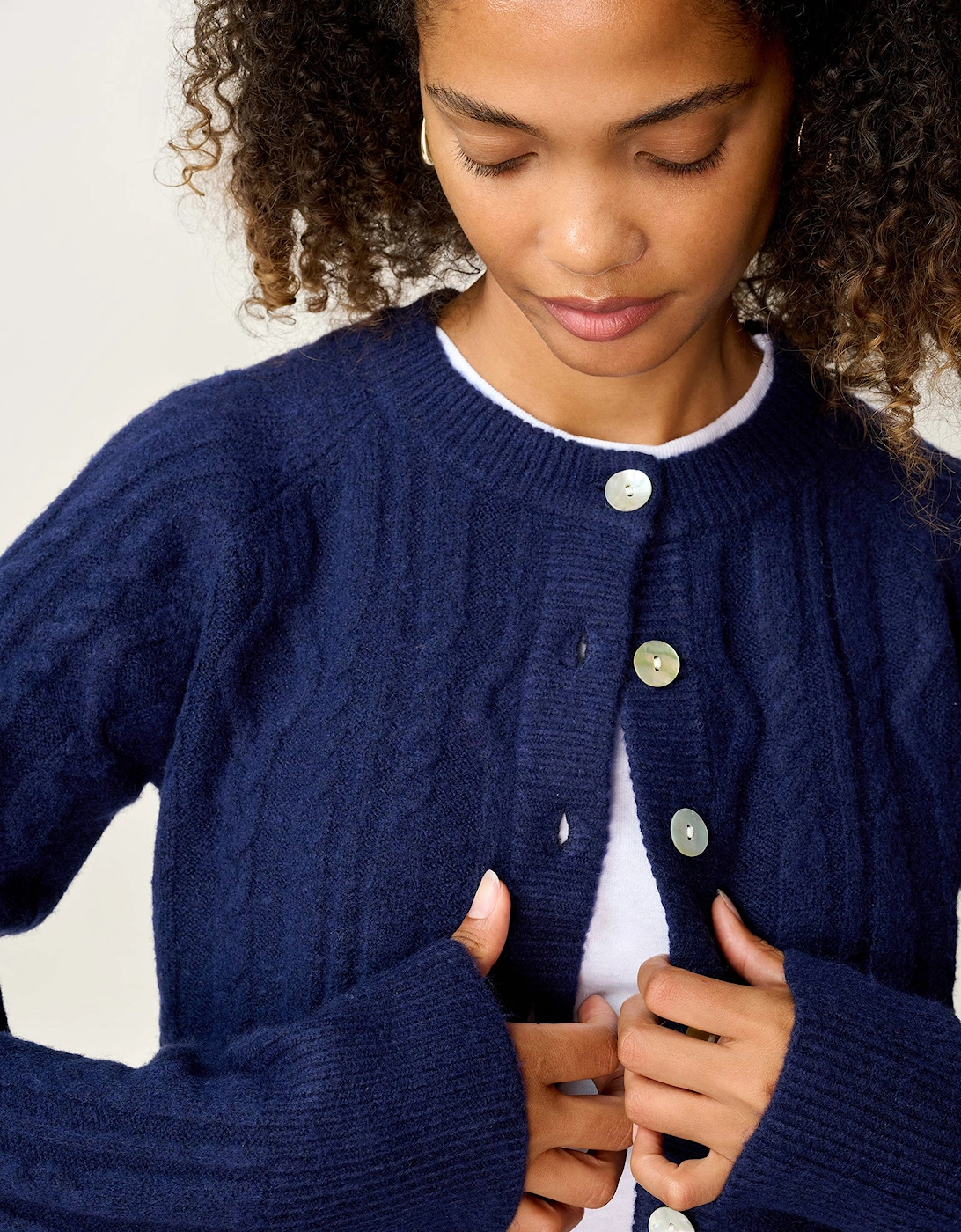 August Cable Cardigan in Navy