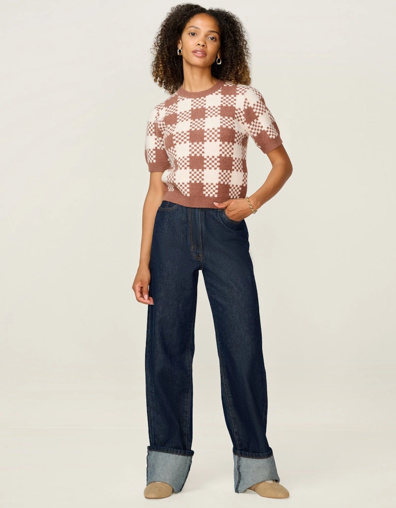 Lexi Weave Top in Brown and Cream