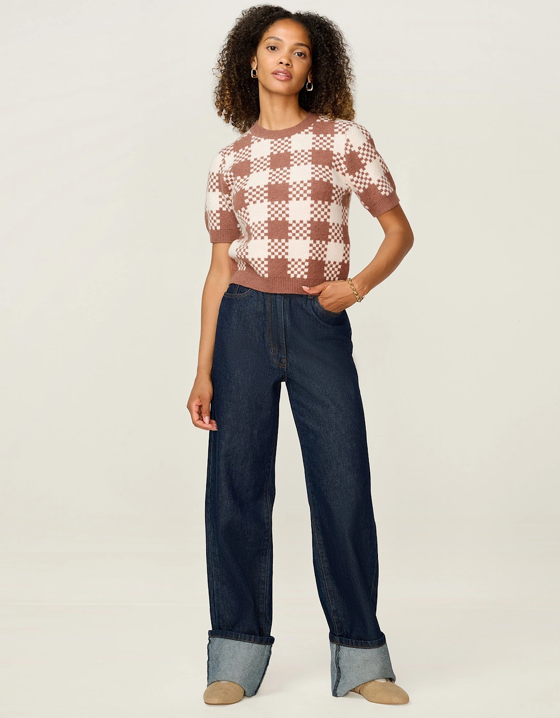 Lexi Weave Top in Brown and Cream, 9 of 8