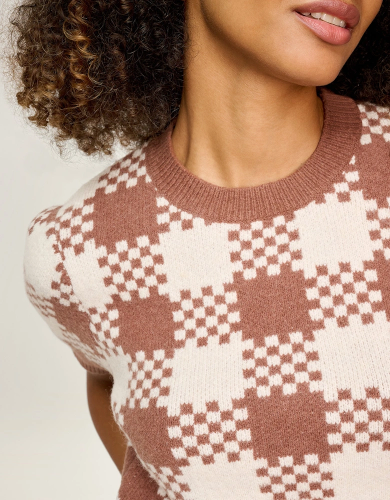 Lexi Weave Top in Brown and Cream