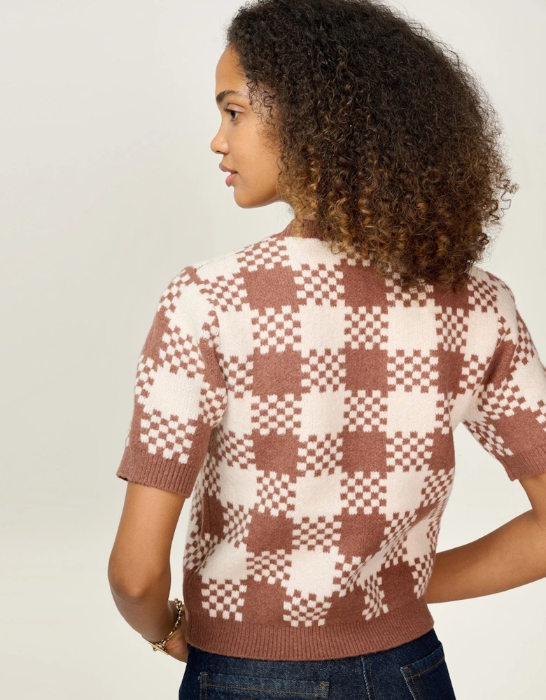 Lexi Weave Top in Brown and Cream