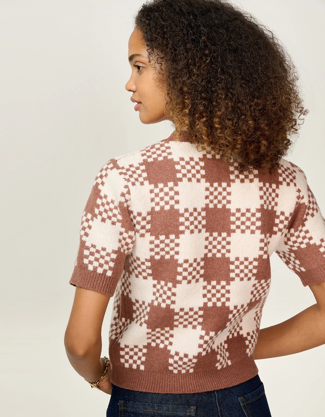 Lexi Weave Top in Brown and Cream