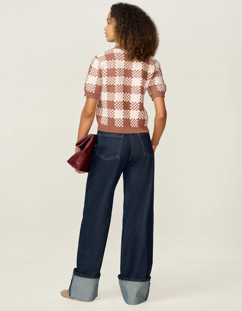 Lexi Weave Top in Brown and Cream