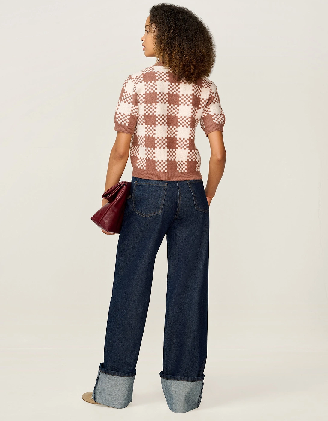 Lexi Weave Top in Brown and Cream