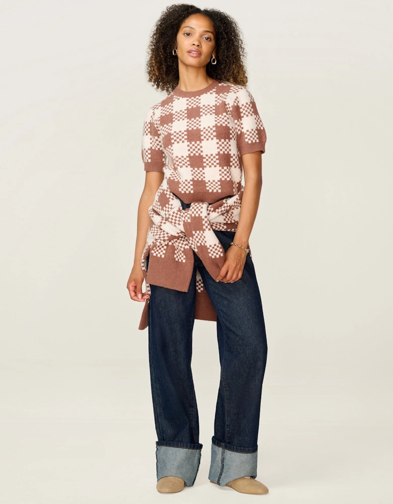 Lexi Weave Top in Brown and Cream
