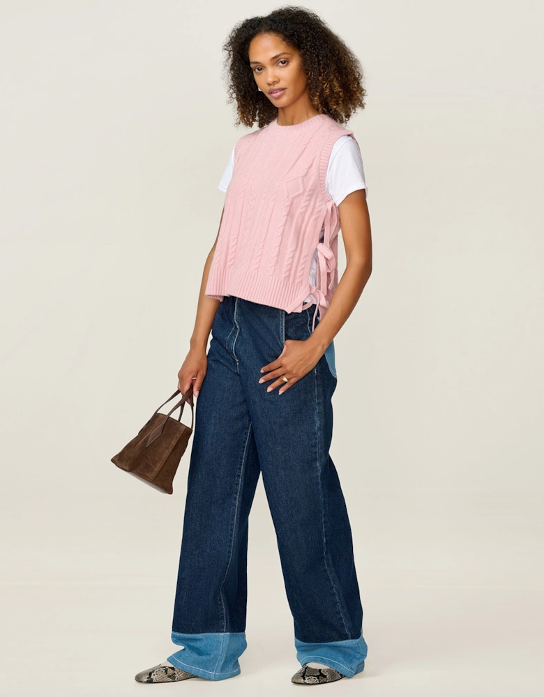 Rufus Cable Bow Side Vest in Light Pink