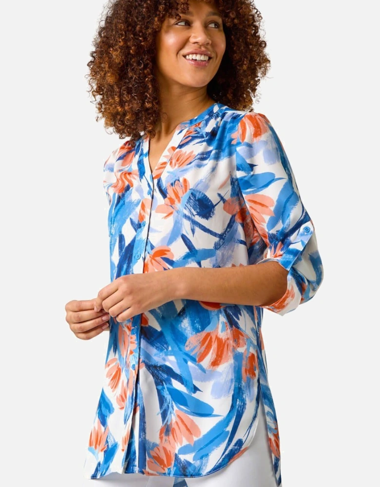 Floral Print Longline Blouse