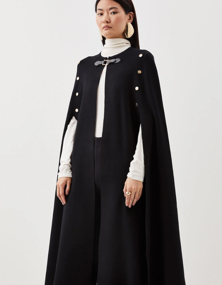 Viscose Blend Military Knit Longline Cape