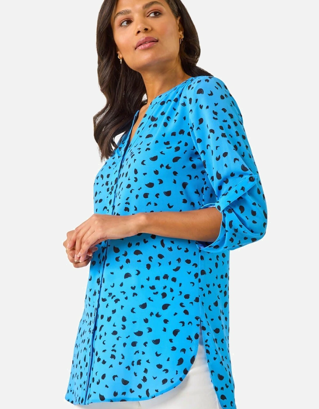 Spot Print V-Neck Button Blouse, 2 of 1