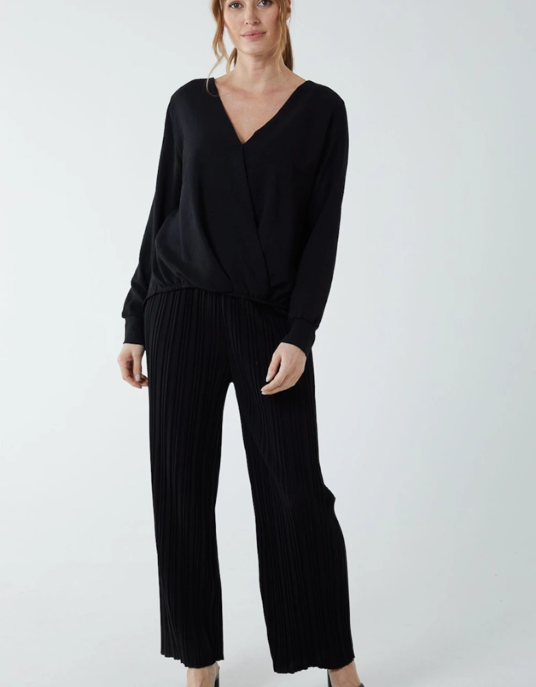 Crossover Woven Plain Blouse