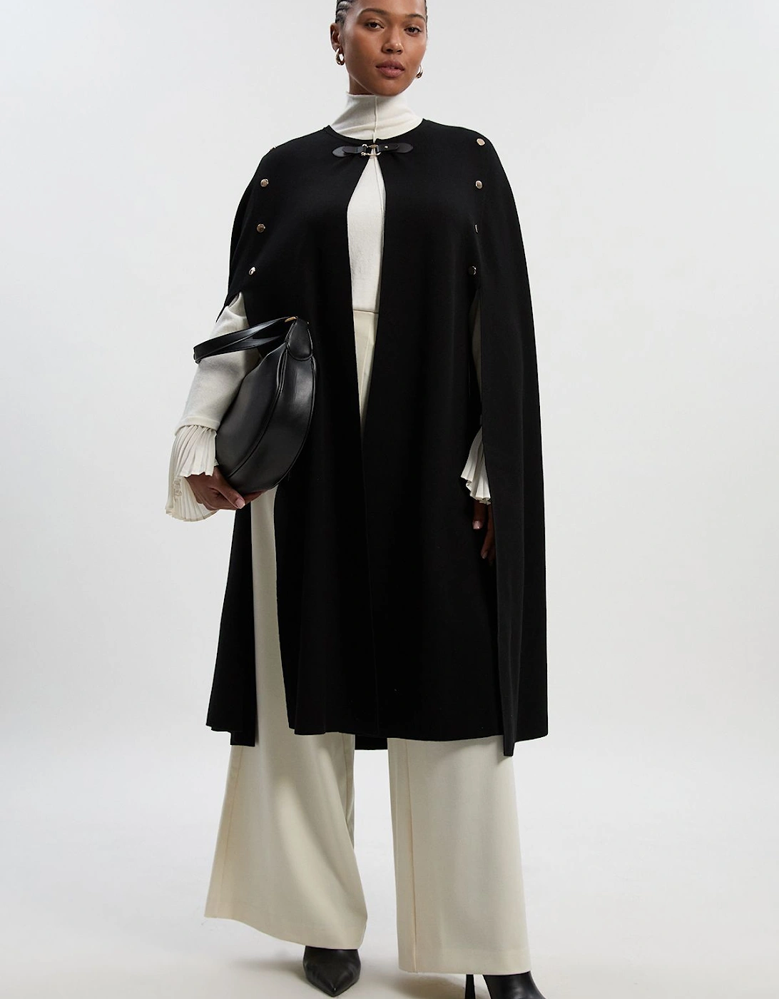 Plus Size Viscose Blend Military Knit Longline Cape, 2 of 1