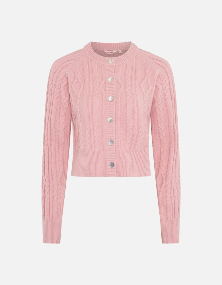 August Cable Cardigan in Light Pink