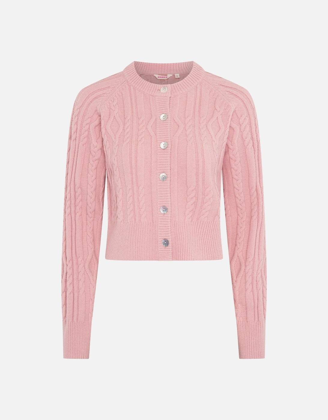 August Cable Cardigan in Light Pink