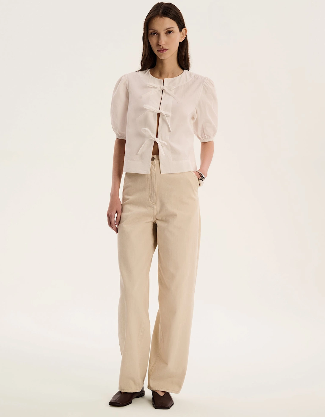 Omnes Women's Apollo Blouse in White - Tan - Size: 22