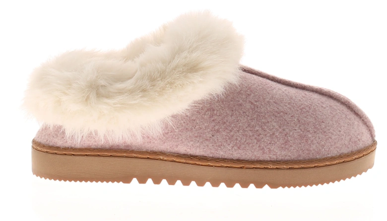 Womens Mule Slippers Soft Fleece Faux Fur Fudge pink UK Size