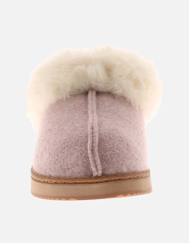 Womens Mule Slippers Soft Fleece Faux Fur Fudge pink UK Size