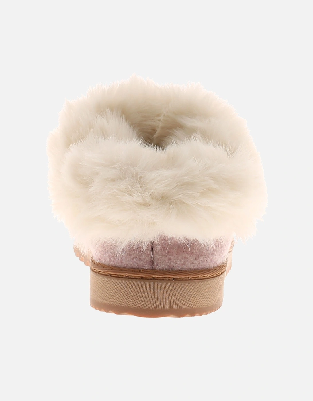 Womens Mule Slippers Soft Fleece Faux Fur Fudge pink UK Size