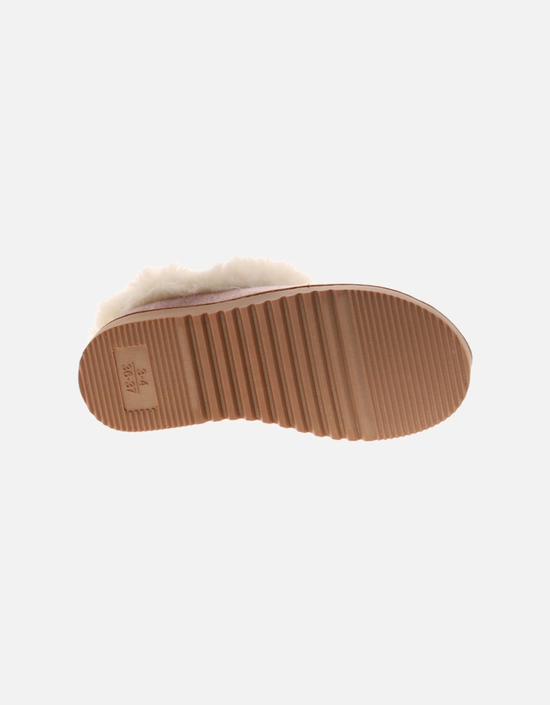 Womens Mule Slippers Soft Fleece Faux Fur Fudge pink UK Size