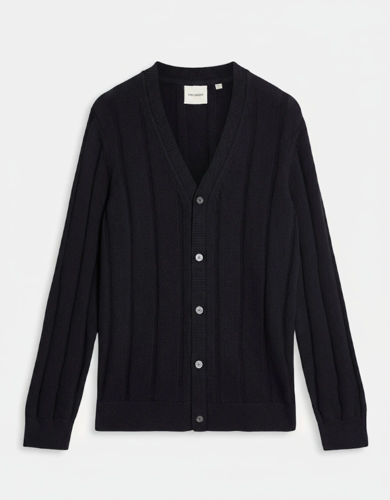 Wool Blend Ribbed Cardigan