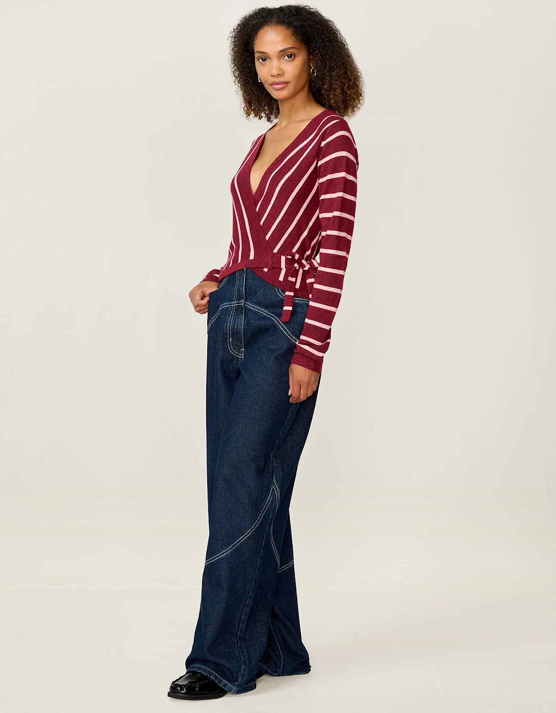 Rex Stripe Ballet Wrap in Merlot, 8 of 7