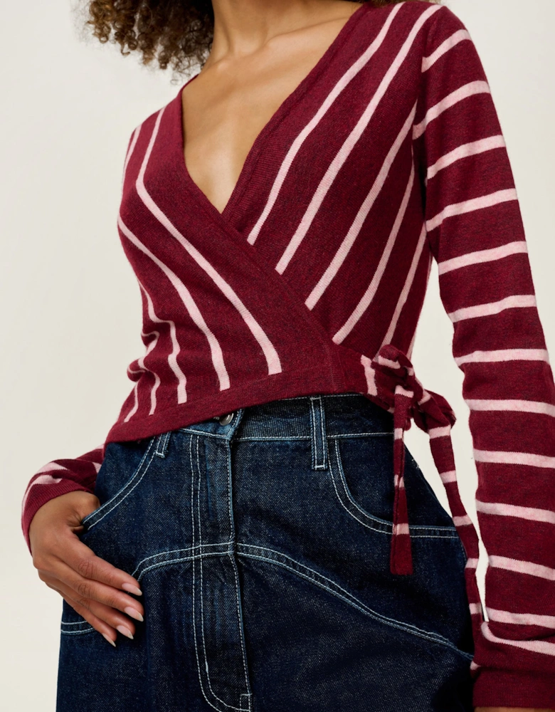 Rex Stripe Ballet Wrap in Merlot