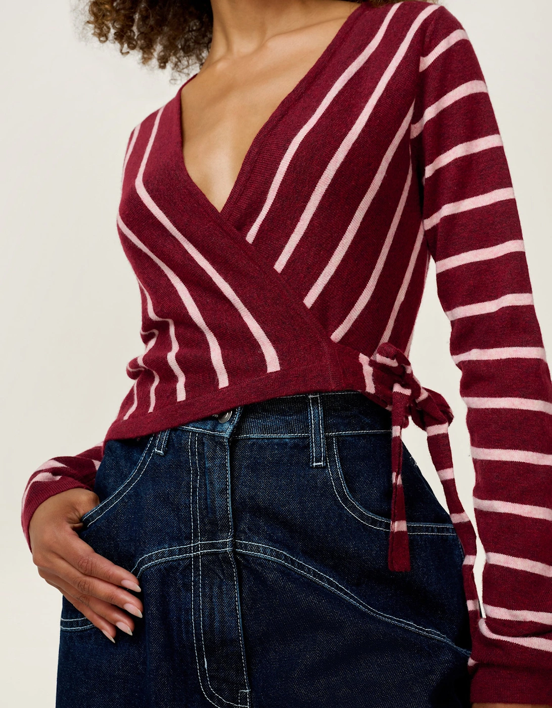 Rex Stripe Ballet Wrap in Merlot