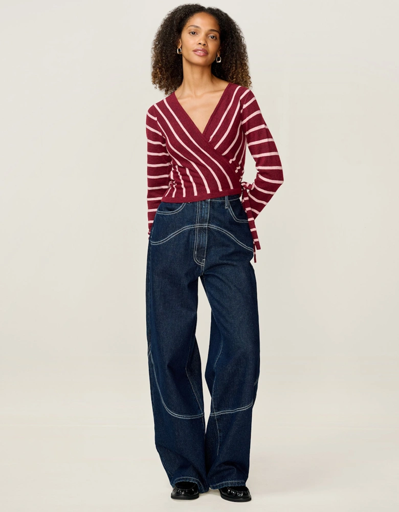 Rex Stripe Ballet Wrap in Merlot