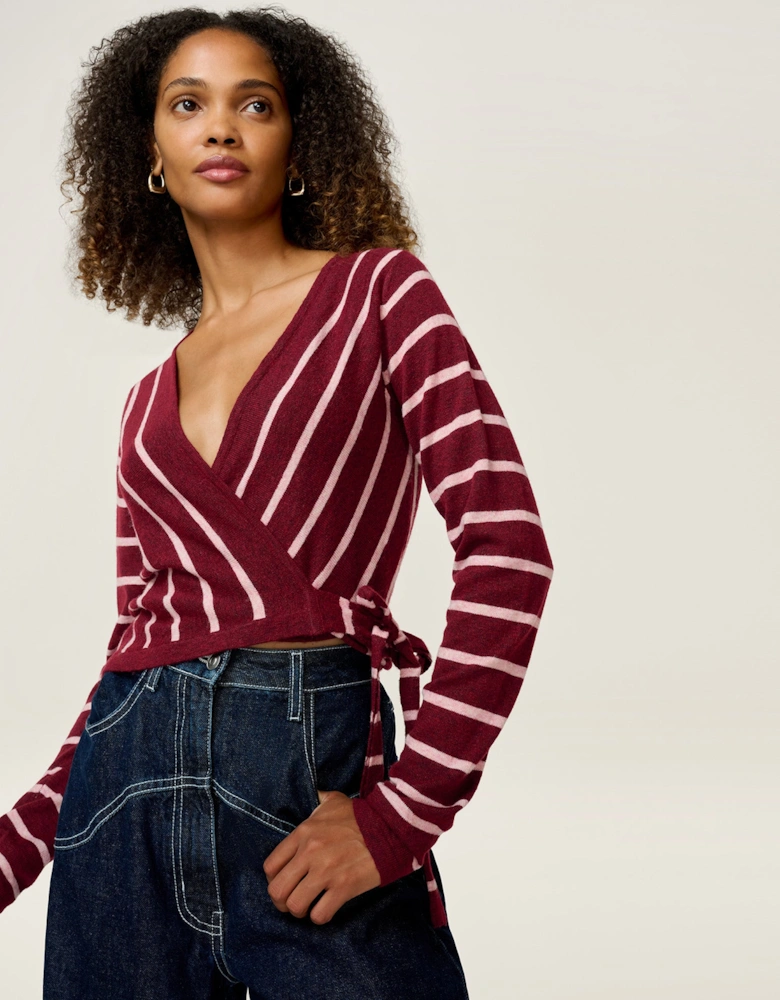 Rex Stripe Ballet Wrap in Merlot