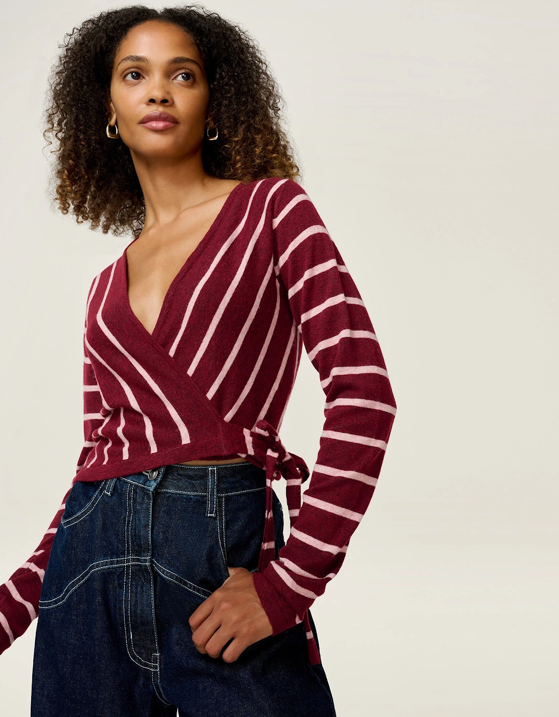 Rex Stripe Ballet Wrap in Merlot