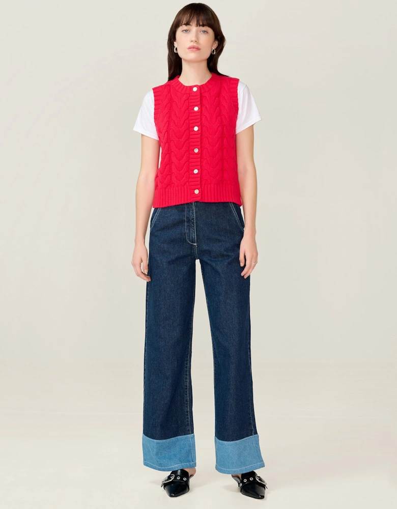 Matilda Cable Knitted Vest in Red