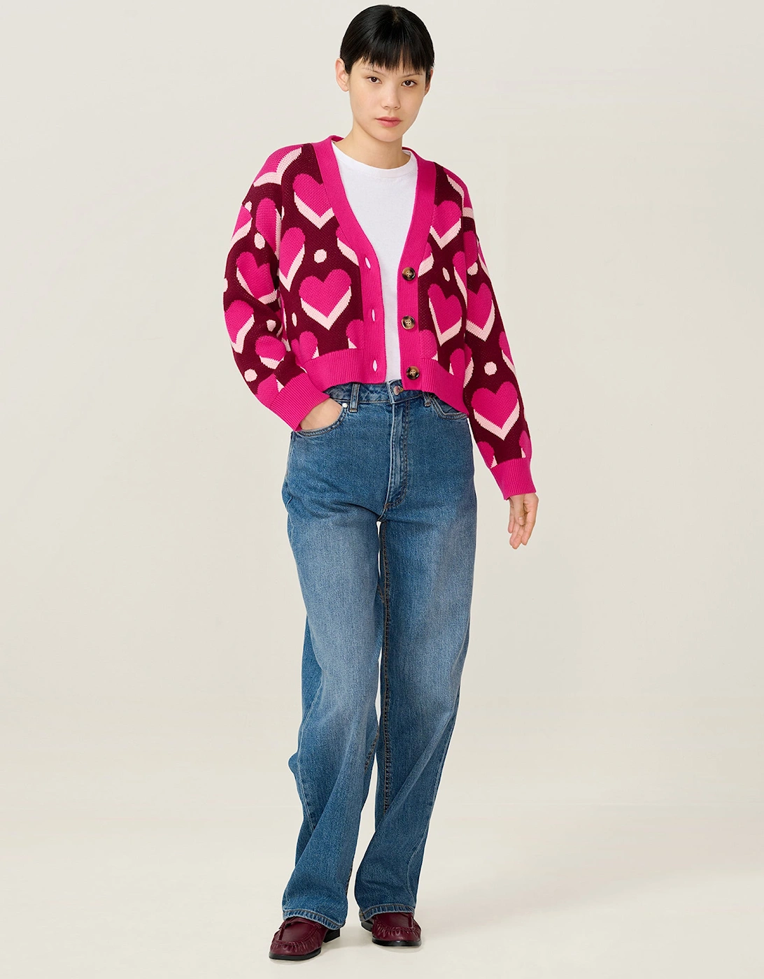 Heather Heart Cardigan in Pink, 8 of 7