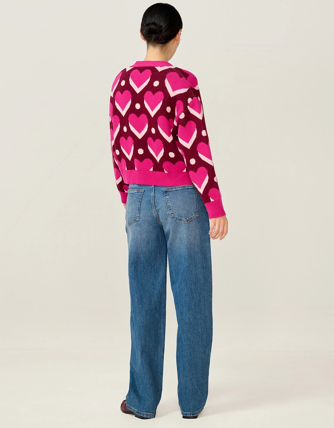 Heather Heart Cardigan in Pink