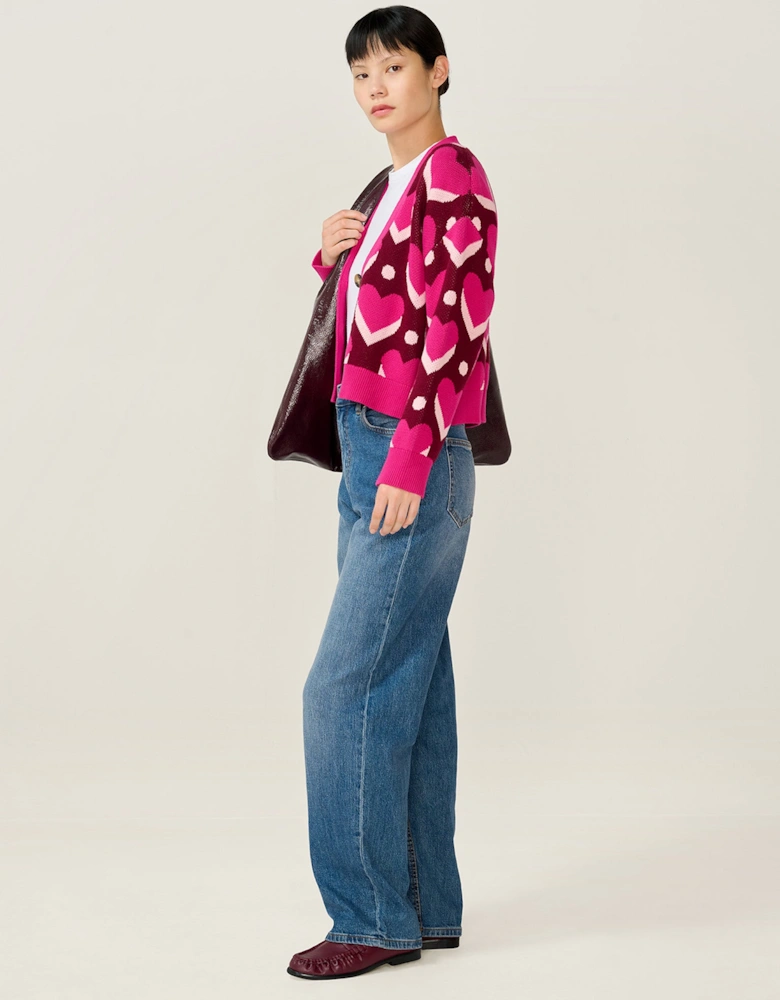 Heather Heart Cardigan in Pink