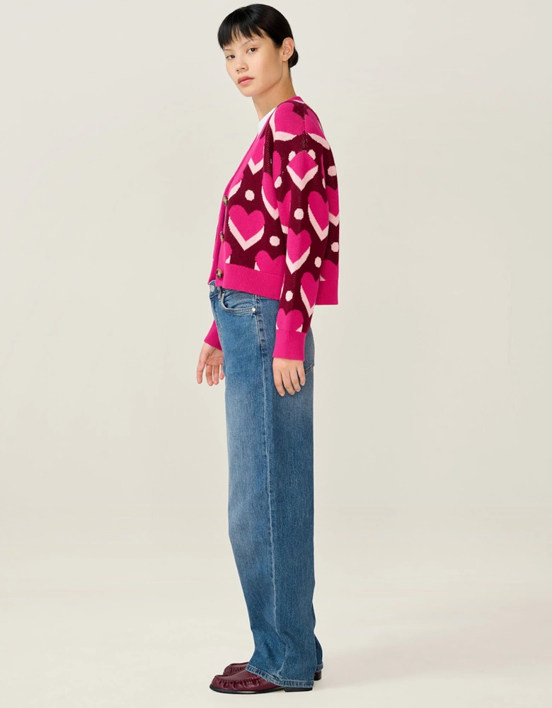 Heather Heart Cardigan in Pink