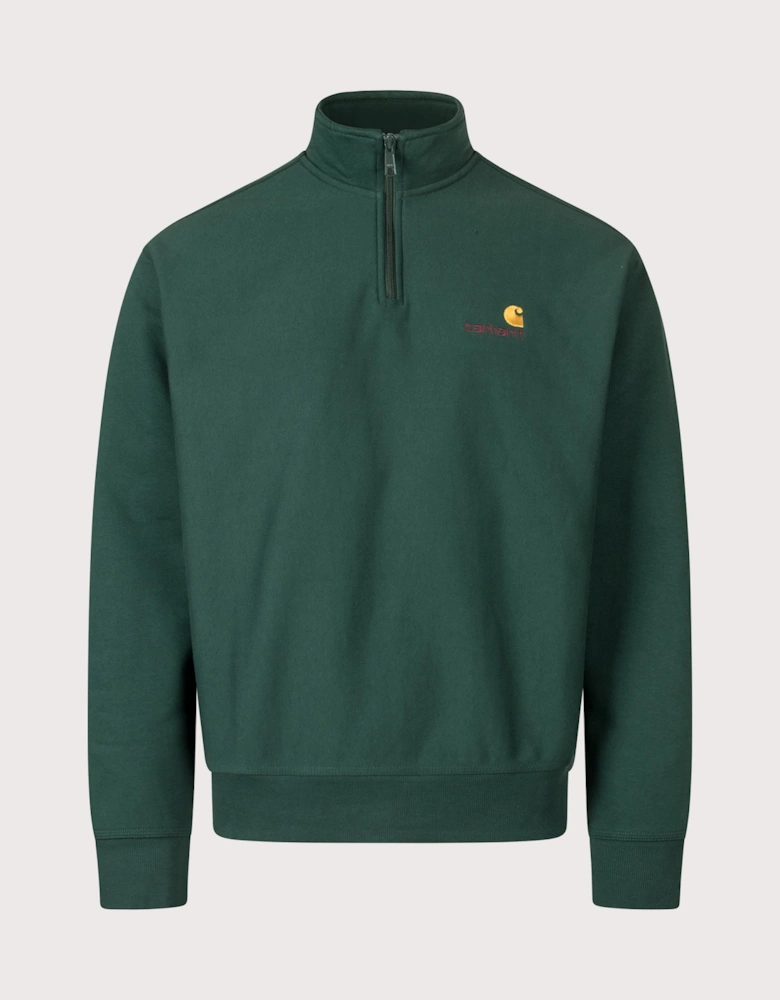 Relaxed Fit Half Zip American Script Sweatshirt