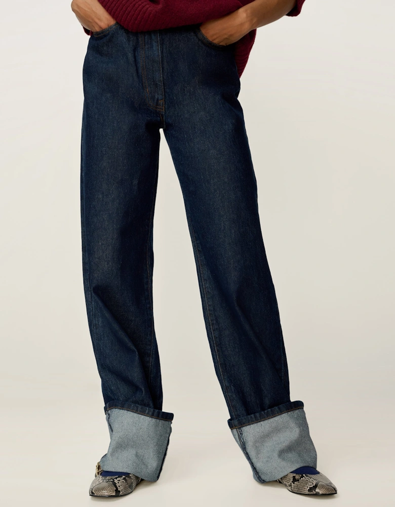 Bernie Turn Up Jean in Dark Indigo Wash