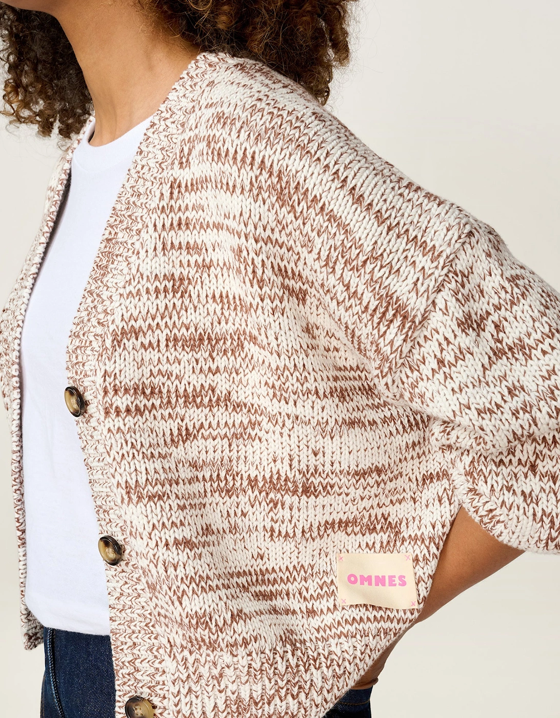 STUDIO Hopper Cardigan in Brown and Cream