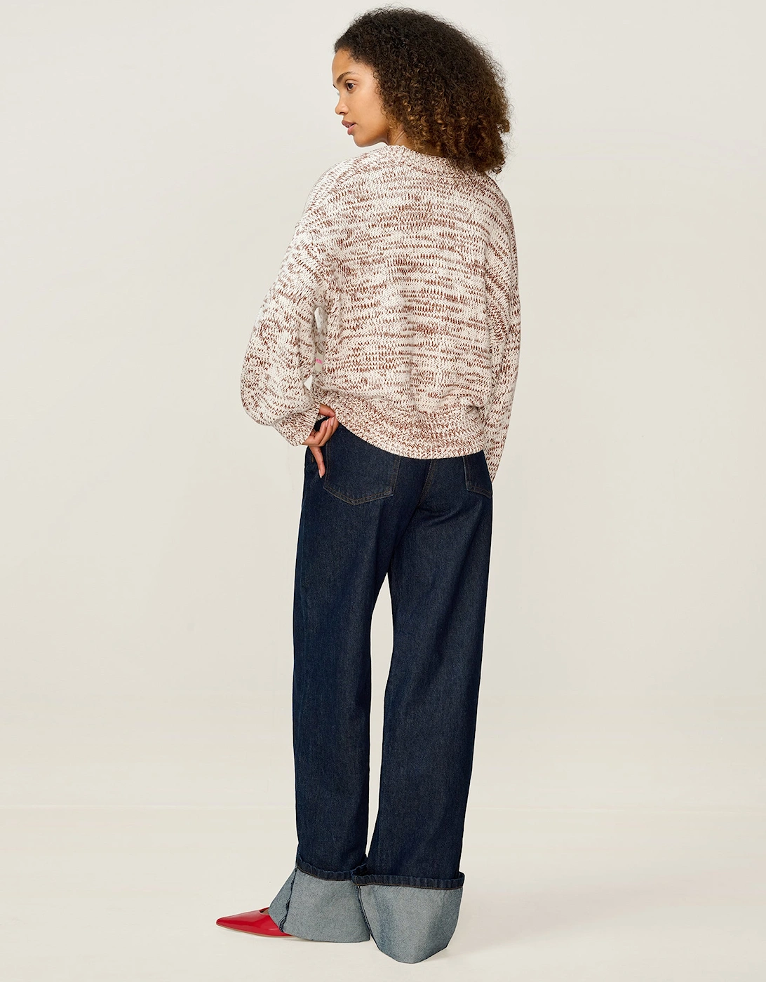 STUDIO Hopper Cardigan in Brown and Cream