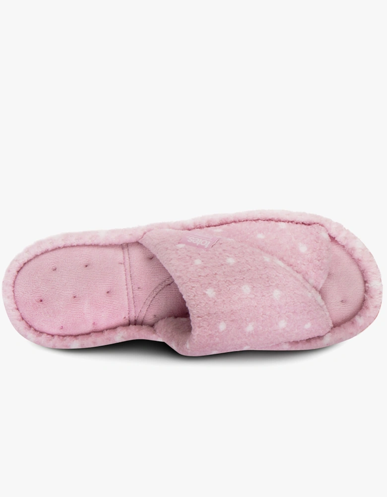 Isotoner POPCORN TURNOVER OPEN TOE Womens Mule Slippers Pink Spot