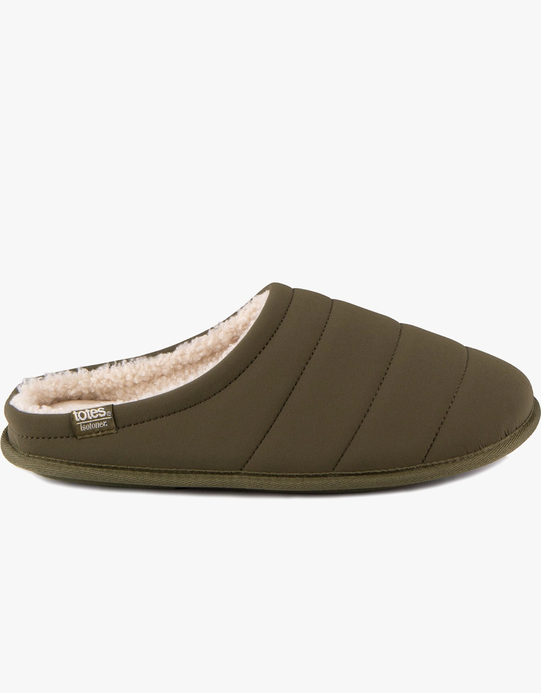 Isotoner SPORT QUILTED MULE WITH COSY LINING Mens Mule Slippers Khaki, 8 of 7